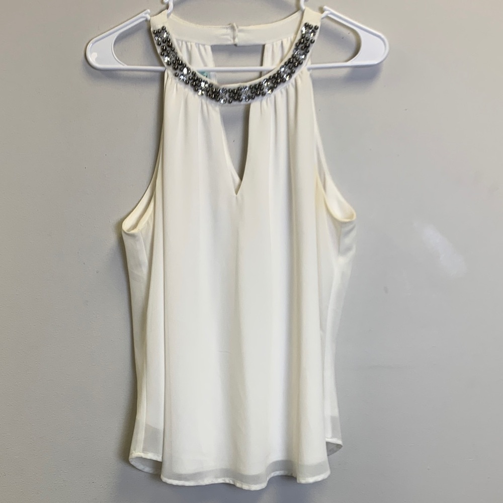 Maurices White Sleeveless Blouse with Silver Embellishments